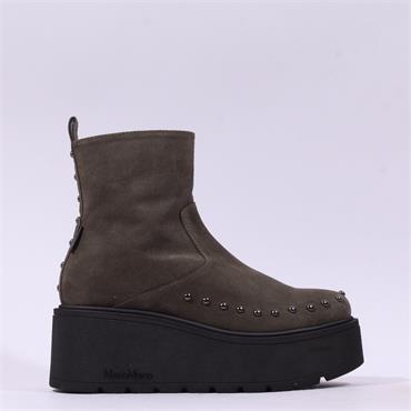 Marco Moreo Vale Stud Detail Wedge Boot - Olive Suede